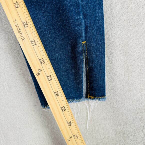 Judy Blue Jeans Womens 1/25 Medium Wash Blue Denim Destroyed Raw Slit Hem Skinny - Picture 10 of 12